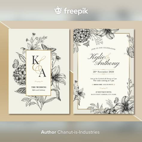 Kad Jemputan Kahwin Klasik, Kad Kahwin Design Wedding Cards, Design Kad Jemputan Kahwin, Kad Kahwin Aesthetic, Contoh Kad Kahwin, Wedding Invitation Design Ideas, Pengajian Pernikahan, Floral Wedding Cards, Wedding Card Floral