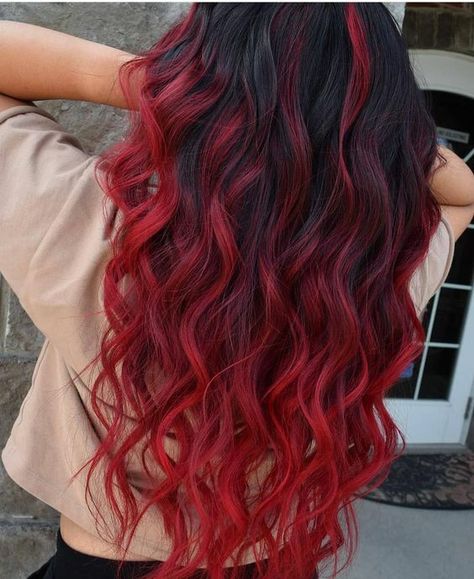 Black Hair Red Ombre, Hair Color Red Ombre, Nails Board, Red Balayage Hair, Cheveux Oranges, Red Hair Inspiration, Red Ombre Hair, Hair Pics, Red Hair Inspo