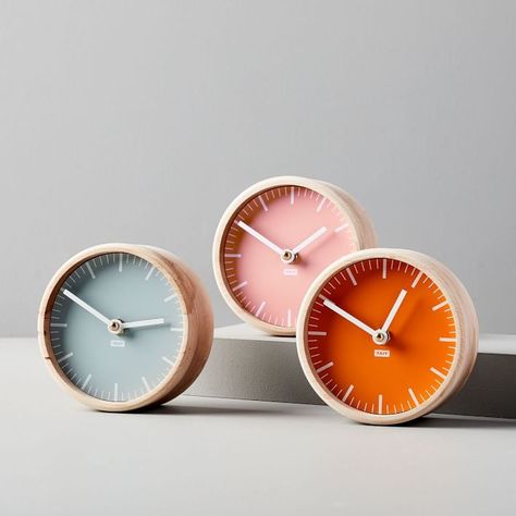 Accessories For Desk, Modern Desk Accessories, Executive Home Office, Colorful Desk, Wooden Clocks, Desktop Clock, Accessories Organizer, Plank Walls, Metal Clock