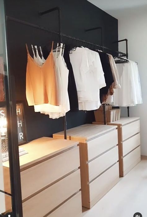 Cheap Wardrobe Ideas Diy, Wardrobe Instead Of Closet, Cheap Dressing Room Ideas, Bedroom No Closet Solution, Painted Walk In Closet, Walk In Closet Diy Cheap, Walk In Closet Cheap, Closet Solutions For No Closet, Cheap Walk In Closet Ideas