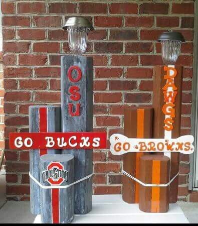 2025 Crafts, Buckeye Crafts, Sports Crafts, Lighting Hacks, Door Projects, Football Crafts, Sport Craft, Diy Plant Stand, Wooden Pallet Projects