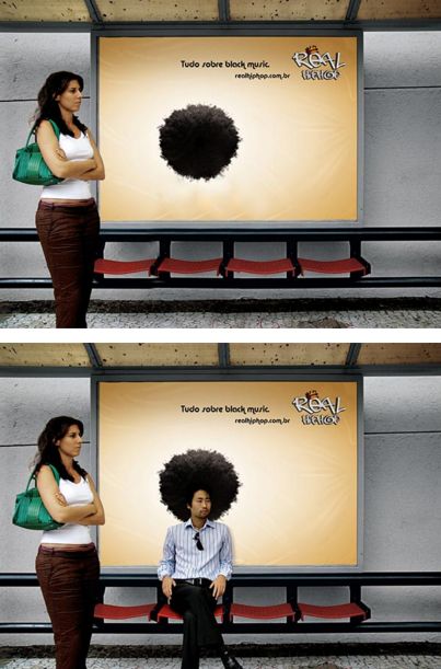 This clever bus stop ad promotes hip hop music in Brazil. Not sure at first what the fuzzy black circle is? You do as soon as someone sits down. Creative Billboard Design, Creative Billboard, Guerrilla Advertising, What Is Fashion Designing, Guerrilla Marketing, Clever Advertising, Billboard Advertising, Billboard Design, Publicidad Creativa