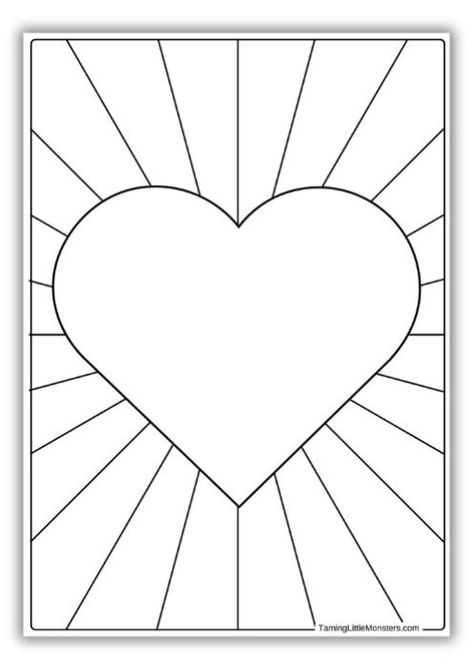 This heart themed coloring page has bursts of suns rays chining out of it. This is a fun and easy art activity for kids of all ages. Colouring Sheets For Kids, Valentines Coloring Pages, Art Activity For Kids, Valentines Day Art, Free Printable Coloring Sheets, Coloring Page Free Printable, Printable Colouring, Valentine Coloring Pages, Heart Coloring Pages