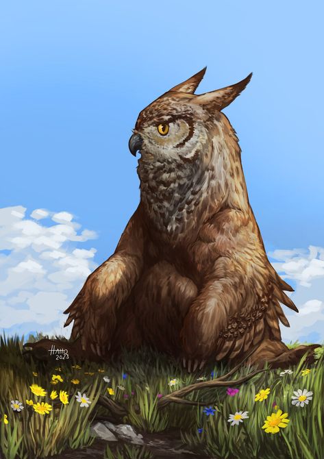 ArtStation - Owlbear, Hatto Artworks Owlbear Art, Pet Magic, D D Monsters, Last Unicorn, Fluffy Puppies, The Last Unicorn, Mythical Beast, Art Diary, Fantasy Monster