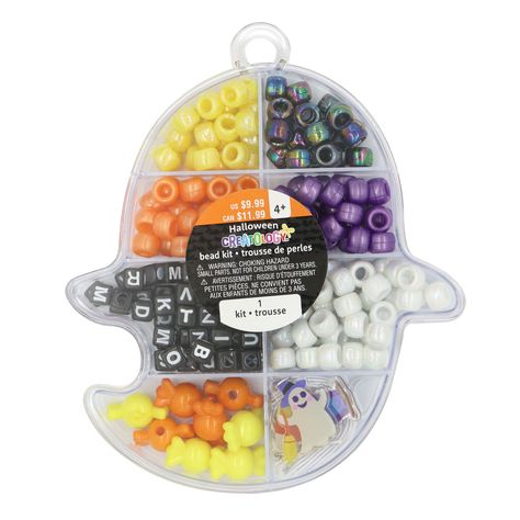 "Find the Pony Bead Kit in Ghost Box by Creatology™ at Michaels. Your kid will have a blast with this bead kit from Creatology featuring a ghost-shaped organizer box. This kit filled with a fun assortment of pony and alphabet beads will let your child craft bright accessories to wear at Halloween parties and out trick or treating with friends. Just because it's the scary season doesn't mean it won't be tons of fun! Your kid will have a blast with this bead kit from Creatology featuring a ghost-s Pumpkin Decorating Kits, Ghost Box, Bright Accessories, Alphabet Beads, Plastic Organizer, Halloween Crafts For Kids, Craft Corner, Trick Or Treating, Bead Kits