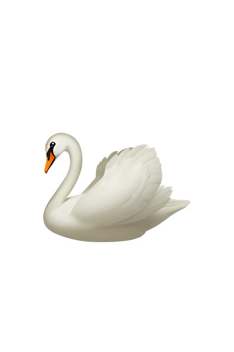 The emoji 🦢 depicts a graceful white swan with a long neck and a curved beak. Its wings are slightly raised and its body is elegantly curved. The swan appears to be swimming or gliding on water, with ripples visible beneath it. The overall appearance of the emoji is serene and peaceful, capturing the beauty and elegance of this majestic bird. Iphone Png, Phone Emoji, Apple Emojis, Emoji Stickers Iphone, Slender Neck, Ios Emoji, Icon Emoji, Photo Cutout, Arte Gif