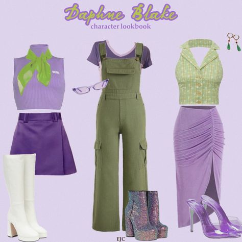 "Creepers!" - Daphne Blake : Scooby Doo Daphne Costume With Jeans, Daphne Scooby Doo Inspired Outfit, Daphne Lookbook, Daphne Inspired Outfits Scooby Doo, Modern Daphne Blake Outfit, Dafne Scooby Doo Outfit, Daphne Blake Inspired Outfit, Daphne Aesthetic Scooby Doo, Daphne Blake Aesthetic Outfit