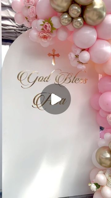 Christening Backdrop Girl, Christening Balloon Decorations, Girl Christening Decorations, Christening Balloons, Christening Decorations, Girl Christening, Balloon Decor, Instagram Baby