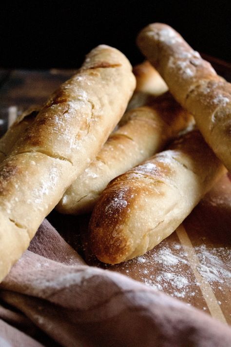 Sourdough Demi Baguettes — Poetry & Pies Mini Sourdough Baguettes, Sourdough Baguettes, Mini Loaves, Sourdough Recipe, Mini Loaf, Sourdough Recipes, Kitchen Scale, Bread Flour, Sheet Pan