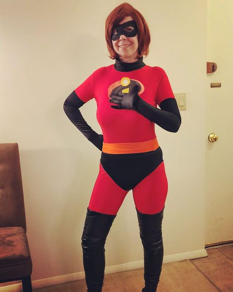 Elastigirl Costume, Red Suit, Thrift Store Finds, Thrift Store, Dollar Stores, Cosplay Costumes, Leggings, Collar, Red