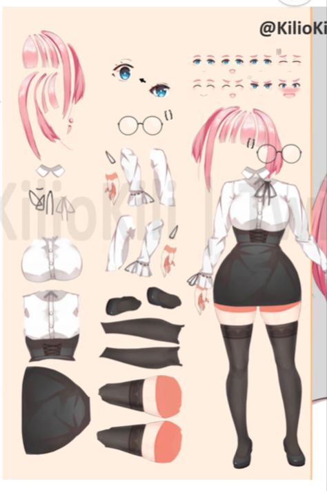 Live2d Model Sheet, Vtuber Design Sheet, Vtubers Models, Vtuber Character Sheet, Vtuber Body Base, Vtuber Model Ideas, Vtuber Model Sheet, Live 2d Model, Vtuber Model Base