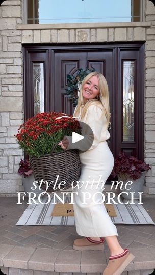 60K views · 6.7K reactions | Style with me 🍂 comment FRONT PORCH for links!

Styling my front porch for fall 🍂 I have been using the same baskets year after year for my real mums and just love them! This is my favorite outdoor rug ever, extremely durable. Added lots of faux pumpkins this year and these pre-lit woven pumpkins are so cute! 

Follow @mrs.vesnatanasic for more home styling ideas and shop everything in my LTK shop @shop.ltk ✨ 

Fall front porch
Fall home decor
Fall decorating
Real mums
Faux pumpkins

#fallfrontporch #frontporchdecor #falldecorating | Vesna Tanasic Faux Mums Front Porch, Mums Flowers Front Porch, Small Front Porch Fall Decor Ideas, Porch Mums, Bench Decorating Ideas, Home Styling Ideas, Front Porch For Fall, Fall Front Porch Decor Ideas, Fall Front Porch Ideas