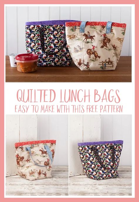 Lunch Bag Pattern, Lunch Bags Pattern, Cute Lunch Bags, Diy Baby Headbands, Sewing To Sell, Lunch Room, Beginner Sewing Projects Easy, Diy Bags, Diy Quilt