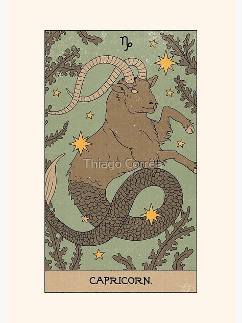 Capricorn Poster, Capricorn Tarot, Animal Font, Rectangle Drawing, Capricorn Art, Font Painting, Bright Designs, Wood Stand, Office Style