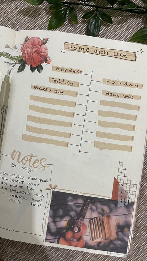 Wish List Bullet Journal, Bujo Wishlist, Bujo Autumn, Planner Themes, Journal Layouts, 2024 Planner, Bujo Ideas, Bullet Journal Ideas, Project List