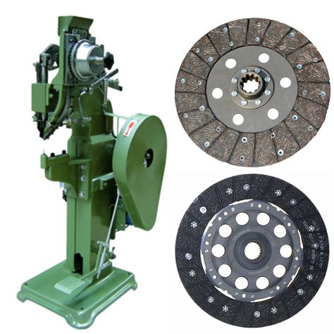 Clutch Plate Automatic Feeding Riveting Machine is used to riveting car clutch plate facing in high production for clutch manufacturing factory and also widely used in brake lining and brake pad riveting process.The riveting puncher and die set will be customized as per requirement, there is no any limit about rivets types and material, clutch plate facing rivet machine can process tubular rivets, semi-tubular rivets, copper rivets, iron rivets. Eyelets & Grommets, Manufacturing Factory, Clutch Plate, Press Machine, Riveting, Rivets, Wheel, Copper, Tools