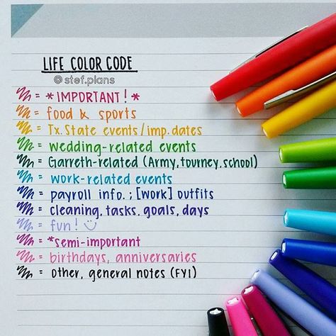 Life Color Code for Planner | Stef Plans Planner Organization College, Planning School, Studera Motivation, Planner Journaling, School Supplies Organization, Organize My Life, Bullet Journal Planner, Passion Planner, College Planner