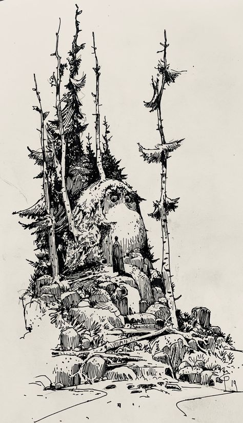 Ink Drawing Character, Illustration Website, Ian Mcque, Traditional Illustration, Pencil Drawing Ideas, Environment Sketch, Forest Drawing, Disney Netflix, Art 2024