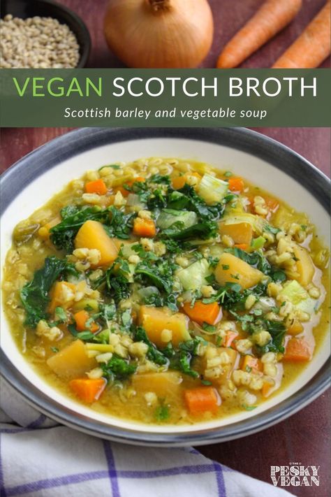 Vegetables Broth Recipes, Vegetarian Scottish Recipes, Vegan Winter Soups, Scotch Broth Soup Recipes, Vegan Scottish Recipes, Vegan Broth Soup, Celtic Recipes, Scotch Broth Soup, Soup Stew Recipes