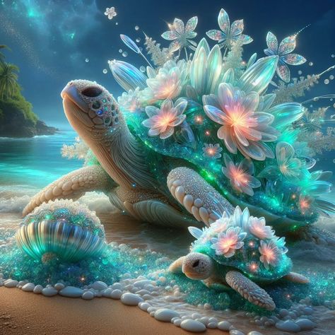 A hyper-realistic digital artwork of a delicate and transparent jade crystal glass sculpture of a hugh turtle shell filled with bioluminesce... - AI Generated Artwork - NightCafe Creator Turtle Shell Art, Gemstone Artwork, Crystal Turtle, Cute Turtle, Crystal Beach, Jade Crystal, Turtle Shell, Art Generator, Shell Art