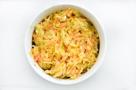 Mustard Slaw Mustard Slaw Recipe, Mustard Coleslaw Recipe, Mustard Slaw, Southern Coleslaw, Vinegar Coleslaw, Greek Dinners, Slaw Dressing, Slaw Recipe, Vegetarian Cabbage