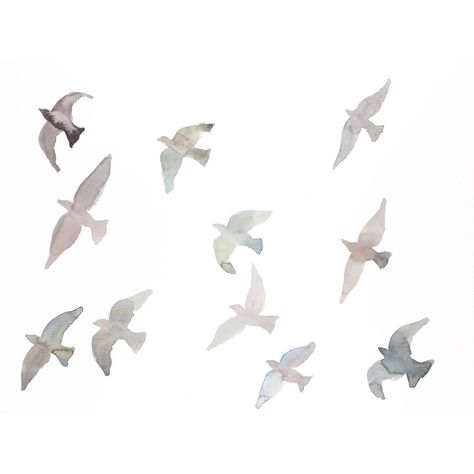 "Birds in Flight No. 6" Contemporary Original Watercolor Painting by Elizabeth Becker | Chairish