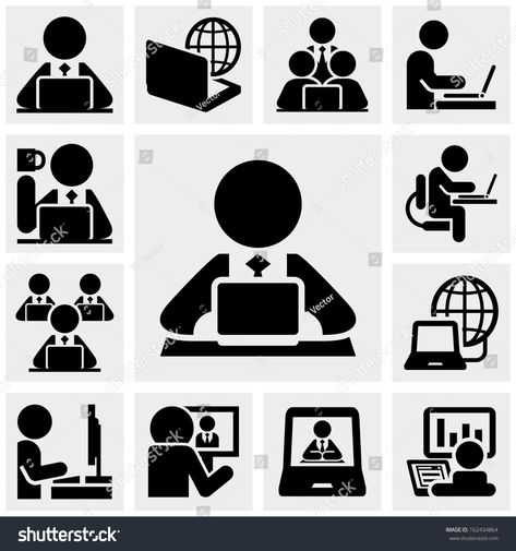 Working on computer vector icons set on gray #Ad , #AD, #vector#computer#Working#gray Working On Computer, Illustration Of People, Work Icon, Pictogram Design, Computer Vector, Study Interior Design, People Icon, Computer Icon, Glyph Icon