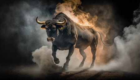 Angry Bull, Wild Bull, Bull Painting, Taurus Bull, Raging Bull, Bright Background, Premium Photo, Pitbull, Graphic Resources