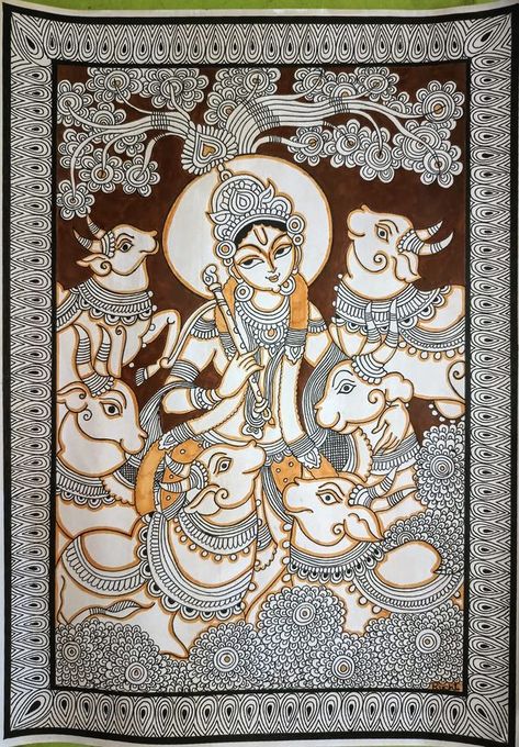 Madhubani Paintings and Art | #mpa_krishna - Post 2 | Facebook Kalamkari Krishna Painting, Krishna Kalamkari Painting, Traditional Madhubani Art Krishna, Kalam Kari Painting, Madhubani Paintings Traditional Krishna, Kalamkari Painting Traditional, Madhubani Art Krishna, Madhubani Krishna, Kalamkari Drawing