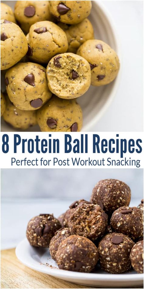 Nothing will help you recharge after a workout like one of these soft and chewy No-Bake Protein Balls. With 8 tempting flavors to choose from, you'll be stocking up your fridge with a new batch every week! #proteinballs #proteinbites #energybites #postworkout #highprotein #workoutsnacks Granola Snacks, Healthy Fruit Snacks, Protein Balls Recipes, Preworkout Snack, Energy Bites Recipes, Family Snacks, Energy Ball Recipe, Workout Protein, Post Workout Snacks