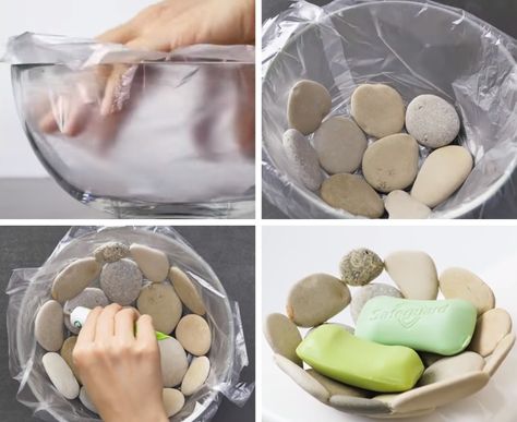 Diy Dish Soap, Rock Decor, Stone Crafts, Garden Art Sculptures, Diy Soap, Rock Crafts, Diy Home Crafts, Pebble Art, Stone Art