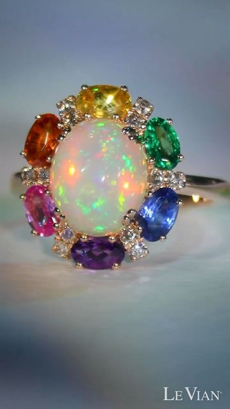 💎Le Vian💎 Birthstone Tattoo Ideas, Betty Boop Jewelry, Large Engagement Rings, Beautiful Jewelry Diamonds, Witch Rings, Blossom Jewelry, Cowry Shell, Opal Birthstone, Le Vian