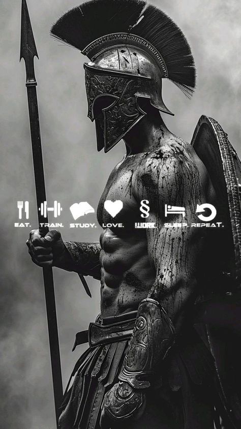 Spartan Motivation Wallpaper, Stoic Wallpaper, At Home Gym Equipment, Spartan Motivation, Greek God Wallpaper Aesthetic, Mens Gym Wear, Gym Motivation Wallpaper, Genos Wallpaper, Fitness Wallpaper