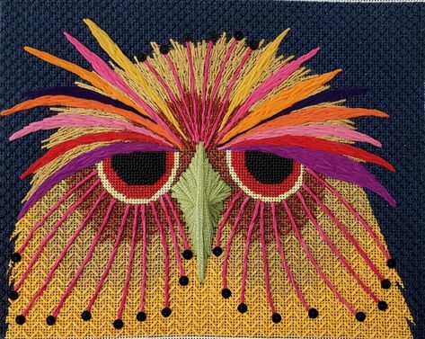 Gallery – Zecca Screech Owl, Textile Art Embroidery, Needlepoint Stitch, Needlepoint Stitches, Needlepoint Designs, Needle Art, Needlepoint Canvases, Knitting Needles, Embroidery Art