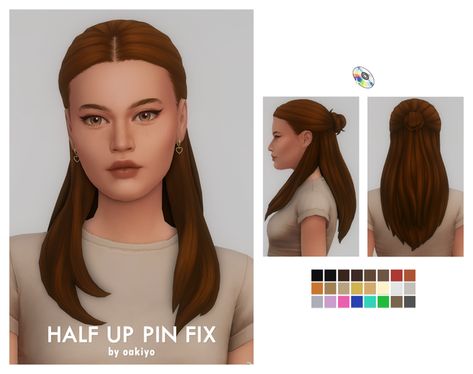 Crystal Creations - Half up Pin Fix | oakiyo Sims 4 Crystal Creations, Sims 4 Cc Half Up Half Down Hair, Feminine Hair, Sims Stories, Cc Sims4, Sims 4 Game Mods, Sims 4 House Design, The Sims 4 Download, Sims Hair