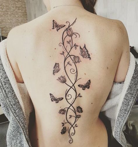 Back Tattoo Women Spine, Back Tattoos Spine, Flower Spine Tattoos, Celestial Goddess, Sunflower Tattoo Shoulder, Tattoo Placements, Band Tattoos, Flower Tattoo Back, Flower Tattoo Shoulder