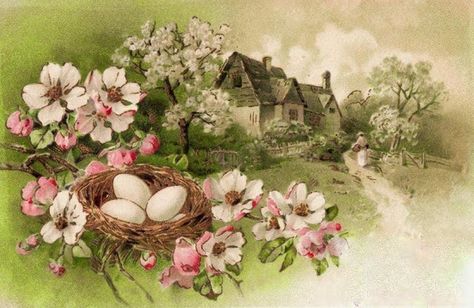 Theme Baskets, Tv Wall Art, Vintage Easter Cards, Easter Prints, Easter Images, Cottage Art, Spring Landscape, Easter Printables, Spring Theme