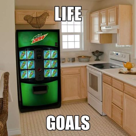 Yes! But with my favorite soda, which is not mountain dew. Mnt Dew, Nerd Home, Display Refrigerator, Mtn Dew, Mountain Dew, Taco Bell, House Goals, My Skin, Timeline Photos