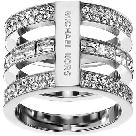 Michael Kors Park Avenue Tric Stack Pave Ring (170 CAD) ❤ liked on Polyvore featuring jewelry, rings, michael kors, stacking rings jewelry, pave jewelry, pave charms and silver charms Michael Kors Ring, Season Outfits, Jewelry Stacking, Rings Stacking, Pave Jewelry, Barrel Rings, Stackable Rings Silver, Rings Accessories, Accessories Silver