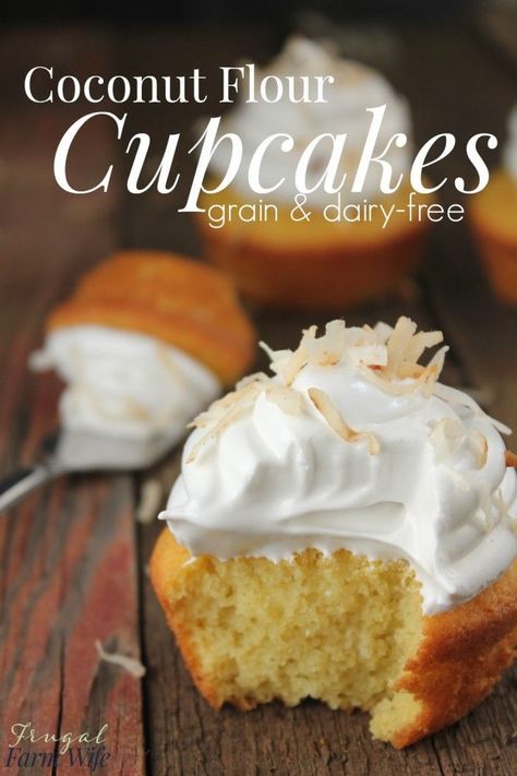 These coconut flour cupcakes are completely grain-free, and SO yummy! Top them with a little whipped cream or meringue, and they're perfect! Coconut Flour Cupcakes, Completely Delicious, Coconut Flour Recipes, Desserts Keto, Postre Keto, Flour Recipes, Desserts Recipes, Paleo Dessert, So Yummy