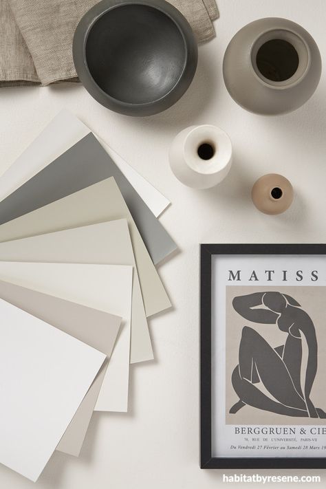 Six highly adaptive whites and what to pair them with | Habitat by Resene Study Minimalist, Neutral Paint Palette, Resene White, Resene Colours, Bold Paint Colors, Coat Pegs, Popular Paint Colors, Off White Paints, Paint Swatches