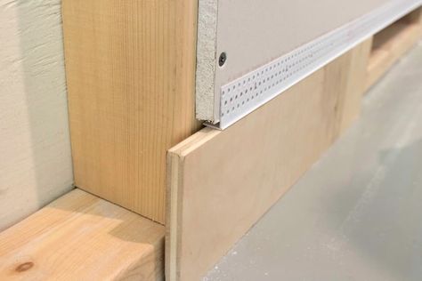 Create Flush Baseboards with Architectural L Bead | Trim-Tex | Drywall Solutions Vinyl Corner, Trim Tex, How To Install Baseboards, Modern Baseboards, Modern Trim, Drywall Finishing, Baseboard Trim, Floor Trim, Base Trim