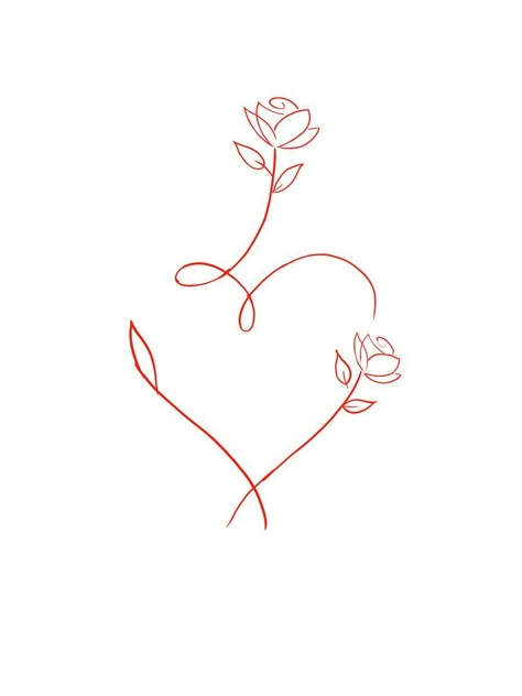 Fineline Rose Tattoo Design, Heart Tattoo Stencil, Rose Outline Tattoo, Rose Heart Tattoo, Heart Outline Tattoo, Pentagram Tattoo, Rose Outline, Cross Tattoos For Women, Minimal Tattoo Design