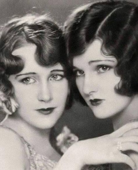 Two of the Lane Sisters 1920s 1920 Makeup, 1920s Makeup, Short Cropped Hair, Flapper Hair, Silent Films, Female Movie Stars, Long Hair Trends, 1920s Hair, Crop Hair