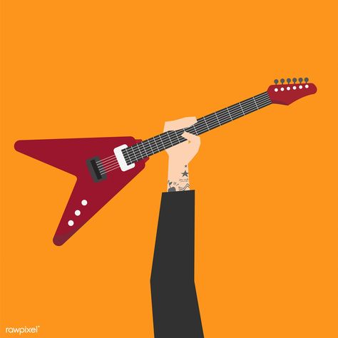 Hand holding electric guitar illustration | free image by rawpixel.com / sasi Hand Holding Guitar, Guitar Illustration Art, Rockstar Illustration, Electric Guitar Illustration, Publication Illustration, Guitar Background, Digital Art Reference, Electric Guitar Music, Guitar Party