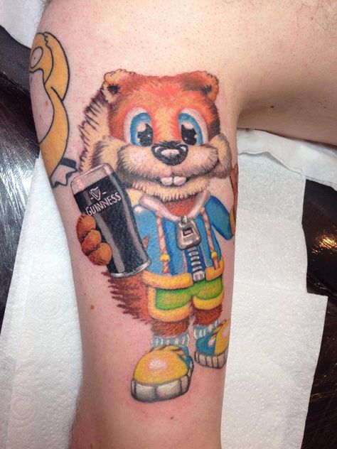 Conkers Bad Fur Day Tattoo, Conker Tattoo, Conkers Bad Fur Day, Donkey Tattoo, Tattoos Color, Cartoon Tattoos, Funny Picture, Video Game Art, Color Tattoo