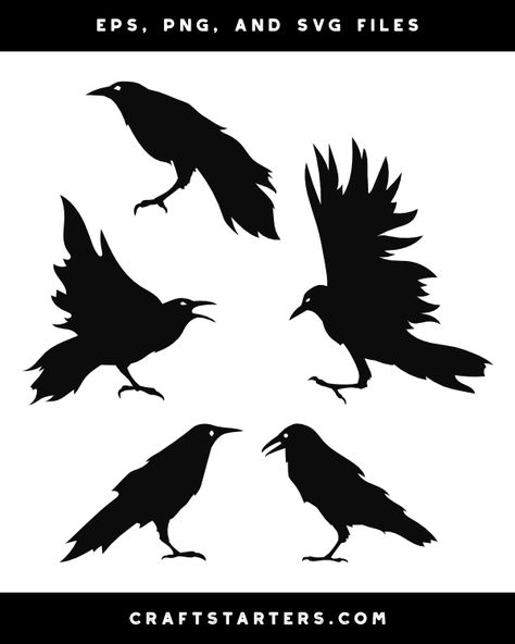 Scary Crow Silhouette Clip Art Crow Tattoo Silhouette, Crow Halloween Tattoo, Crow Silouhette Tattoo, Crow Svg Free, Crow Vector, Crow Silhouette, Crows Drawing, Art Connection, Creepy Christmas