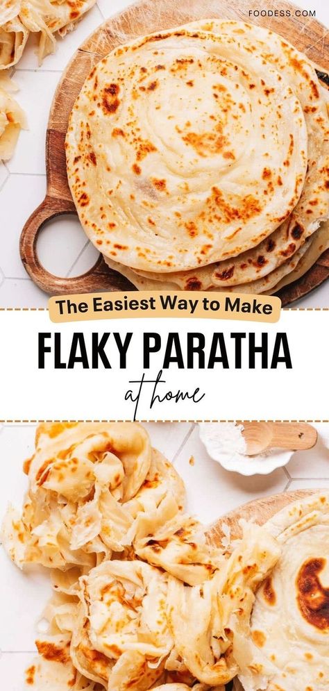 Looking for an easy Indian flatbread recipe that's perfect for breakfast, lunch, or dinner? Try paratha! This guide will help you achieve soft, stretchy dough that pulls apart into delicious layers. Paratha is a versatile flatbread enjoyed throughout India and beyond. It's traditionally made with whole-wheat flour and cooked on a griddle. You can serve it plain, with yogurt and pickles, or pair it with curries or dals. Head over to the blog post for the full recipe. Yogurt Flatbread Recipe, Lunch Ideas For Guests, Indian Flatbread, Flatbread Recipe, Paratha Recipe, Easy Indian Recipes, Griddle Cooking, Paratha Recipes, Flatbread Recipes