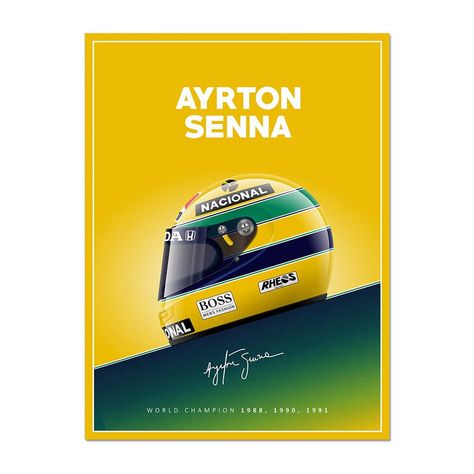 The legend of Ayrton Senna lives long not just through F1, but the world of sport in general. This incredible F1 poster shows off Ayrton Senna’s iconic Honda F1 helmet along with his official signature and championship-winning years. Whether you’re looking to add a bit of character to your home or office decor, this poster is ideal. #F1 #Ayrton #Senna #helmet #art #poster #print #home #office #decor #gift #honda Senna Helmet, Ayrton Senna Helmet, F1 Helmet, Honda F1, Aryton Senna, F1 Wallpaper Hd, F1 Poster, Facebook Design, Racing Posters