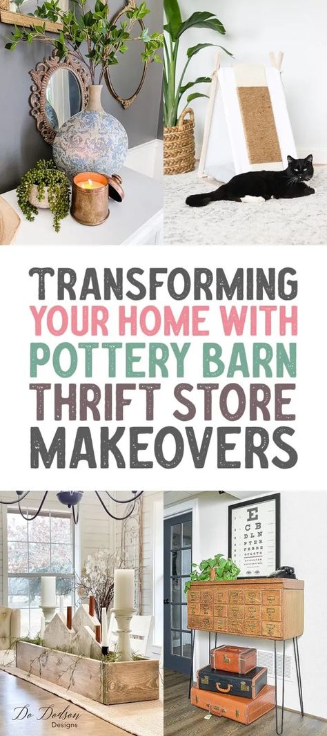 Transforming Your Home with Pottery Barn Thrift Store Makeovers - The Cottage Market Diy Pottery Barn Decor, Tv Tray Makeover, Thrift Store Makeover Ideas, Pottery Barn Hacks, Pottery Barn Diy, Pottery Barn Black, Pottery Barn Decor, Barn Hacks, Wood Box Centerpiece